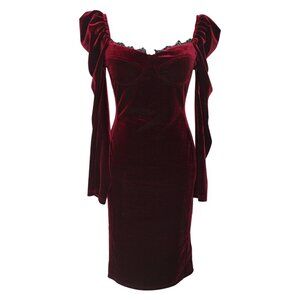 Velvet Sweetheart Neck Midi Christmas/New Year's Party Dress